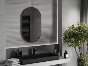 Mexen Loft oválne kúpeľňové zrkadlo 90 x 55 cm, čierny rám - 9851-090-055-000-70