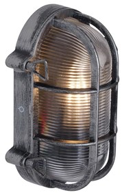 Vonkajšia nástenná lampa strieborná oválna IP44 - Noutica