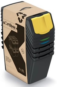 Odpadkový kôš na triedený odpad (4 ks) ISWB25S4 25 l - čierna / kombinácia farieb