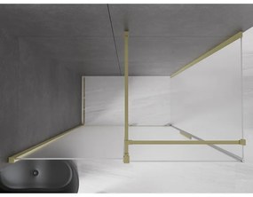 Mexen Velar, sprchový kút s posuvnými dverami 140 x 75 cm, 8mm sklo námraza, zlatá matná, 871-140-075-31-55