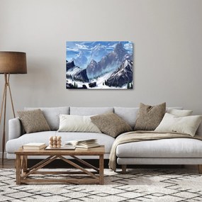 Sklenený obraz - Maľované hory (70x50 cm)