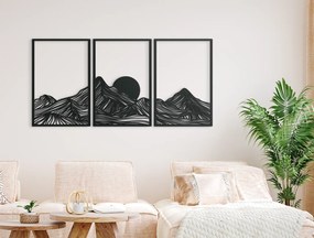 drevko Viacdielny obraz Minimalistické hory pri západe slnka Rozmer obrazu: 64,5 x 133 cm, Farba dekorácie: Čierna