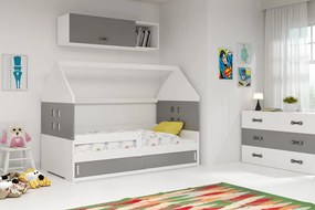 BMS Group Detská posteľ domček DOMI 1 biela - sivá 160x80cm