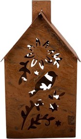 Hrdzavý svietnik v tvare domčeka Rustic Charm - 11*15*26 cm