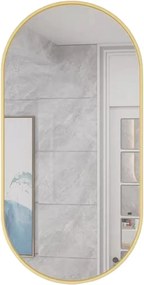 Oválne zrkadlo na stenu OLVANI 100x50 cm so zlatým rámom