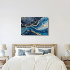 Obraz - Modrozlatý abstraktný mramor (90x60 cm)