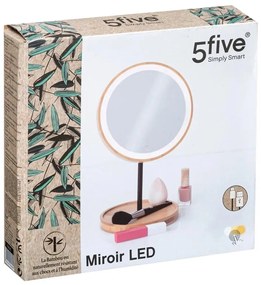 Stolové zrkadlo s LED osvetlením Round, bambus