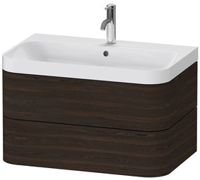 DURAVIT Happy D.2 Plus c-shaped závesná skrinka s nábytkovým umývadlom s otvorom, 2 zásuvky, 775 x 490 x 480 mm, orech kartáčovaný, HP4347O6969