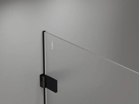 Mexen Lunar-B, Otočné ľavé sprchové dvere 125 cm, číre sklo, čierny profil, 832S-125-050-70-00-L