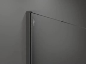 Mexen Kioto+, sprchová zástena Walk-In s poličkou a vešiakom 120 x 200 cm, 8mm šedé sklo, grafitový profil, 800-120-121-66-40