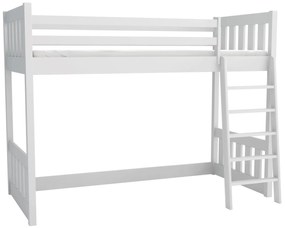 Detská vyvýšená posteľ z masívu borovice ALVIN - 200x90 cm - BIELA