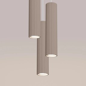 Závesné svietidlo Karbon, 3x tmavobéžové hliníkové tienidlo, o