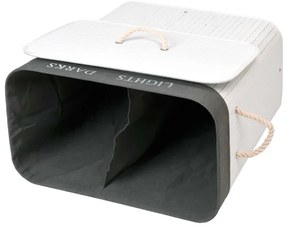 Kôš na bielizeň bambusový 2-priehradkový biely / sivý