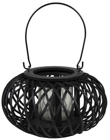 Čierny drevený závesný lampáš Bamboo - Ø 23*12 cm