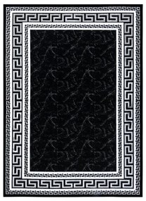 Koberec GLOSS moderný  2813 87 štýlový, rám, Grécky čierno / sivý
