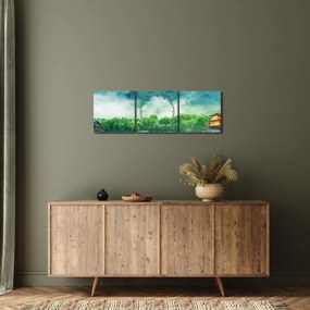 Obraz - Snová krajina (s hodinami) (90x30 cm)