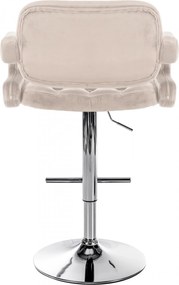 Barová stolička Dublin - zamat, chróm rám - Krémová