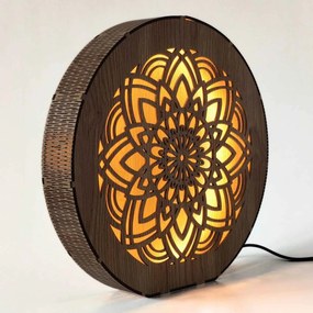 Stmievateľná drevená lampa Mandala | HEARF: HDF - Orech 20 cm 4784-115165 LED0608