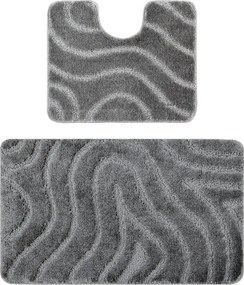 Sada kúpeľňových koberčekov SUPREME WAVES vlny, sivá