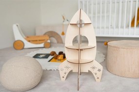 Raketová polica do detskej izby – drevená dekorácia na samomontáž 60x35 cm