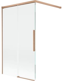 Mexen Rox, 2-krídlová posuvná vaňová zástena 100 x 150 cm, 8mm číre sklo, medený matný profil, 8C9-100-003-65-00