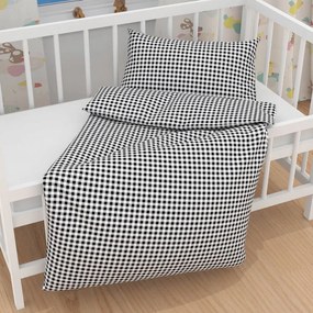 Biante Detské bavlnené posteľné obliečky do postieľky Sandra SA-060 Čierno-biele kocky Do postieľky 90x130 a 40x60 cm