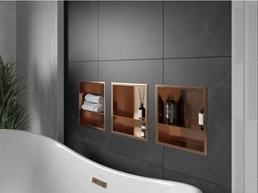 Mexen X-Wall-R, polica na zapustenie s prírubou  30 x 30 cm, medená matná - 19C0303010S