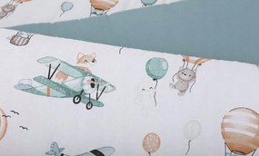 Ochranný mantinel do postieľky 180x30 cm BABYMAM PREMIUM - Let balónom/zelená