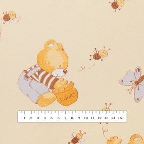 Biante Detské bavlnené posteľné obliečky do postieľky Sandra SA-730 Medvedíky a včielky na svetlo žltom Do postieľky 100x135 a 40x60 cm