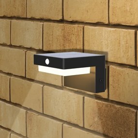 LED Solárne nástenné svietidlo so senzorom MALI LED/4,5W/3,7V 2000 mAh IP44 čierna