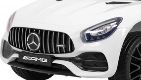 Ramiz Mercedes Benz GT batéria pre deti biela + diaľkové ovládanie + pomalý štart + MP3 LED