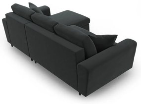 Tmavosivá zamatová rozkladacia/s úložným priestorom rohová pohovka Kyoto – Cosmopolitan Design