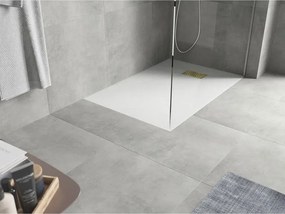 Mexen Hugo, obdĺžniková sprchová vanička SMC 80 x 70 cm, biela, zlatá krytka, 42107080-G