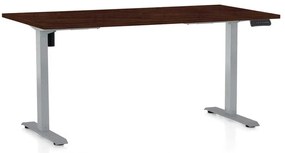 Výškovo nastaviteľný stôl OfficeTech B, 160 x 80 cm, sivá podnož, wenge
