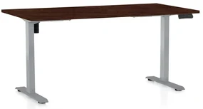 Výškovo nastaviteľný stôl OfficeTech B, 160 x 80 cm, sivá podnož, wenge