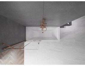 Mexen Velar, 2-krídlová posuvná vaňová zástena 85 x 150 cm, 8mm číre sklo, medená matná, 896-085-000-01-65