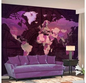 Artgeist Fototapeta - Purple World Map Veľkosť: 200x140, Verzia: Premium