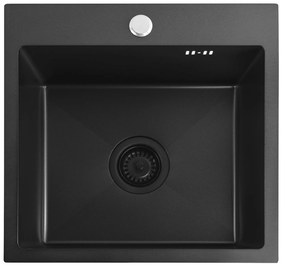 Rea Leo, 1-komorový oceľový drez 400x450x185 mm, čierna, ZLE-06002
