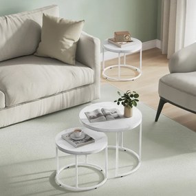 Sada 2 konferenčných stolíkov OSKAR mramor biele nohy