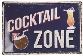 Vintage dekoračná tabuľka "COCKTAIL ZONE", 20 x 30 cm