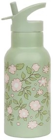 Nerezová fľaša na pitie kvety zelená