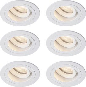 Sada 6 moderných zapustených bodových svetiel biela otočná a naklápacia IP44 - Chuck