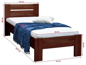 Jednolôžková posteľ AMBER 90x200 cm tmavý orech