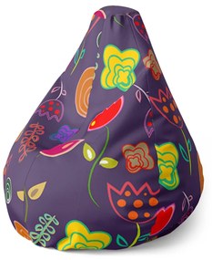 Sablio Sedací vak Pear Nakreslené kvetiny - 70 x 95 x 15 cm