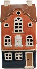 Oranžový keramický svietnik na čajovú sviečku domček Amster Village - 12*9*22 cm