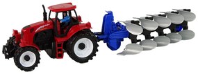 Lean Toys Červený traktor s pluhom