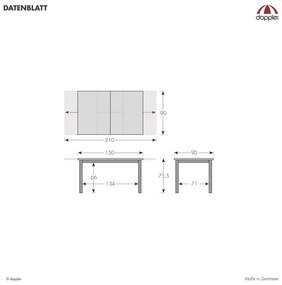 Doppler EXPERT WOOD antracit - záhradný hliníkový rozkládací stôl s dekorom  dreva - 150/210x90x75 cm, hliník