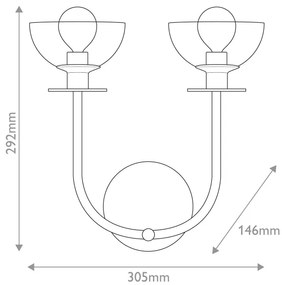 Alora Mood ALM-SYLVIA-2WB-BG-CL - Nástenné svietidlo SYLVIA 2xE14/40W/230V zlaté