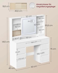 Toaletný stolík s LED zrkadlom RDT137W01