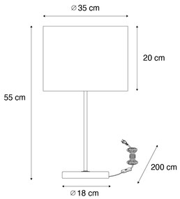 Stolná lampa mosadz s sivým tienidlom 35 cm - Kaso